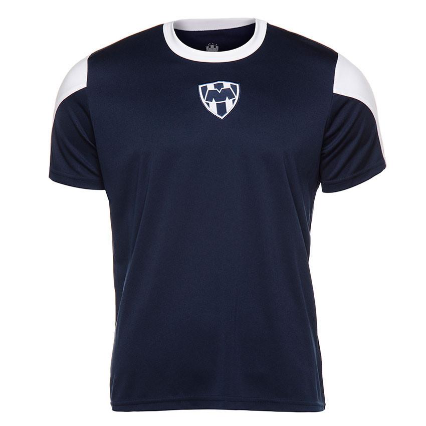Playera de Futbol Cuello Redondo Azul Rayados